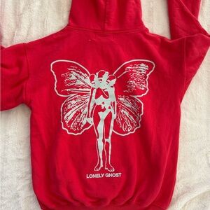 LONELY GHOST Vibrant Red Hoodie